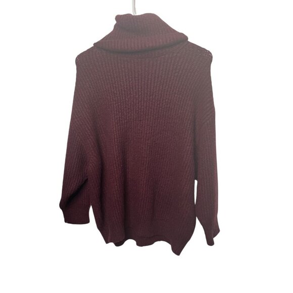 Lulus Ribbed Knit Turtleneck Sweater - Size Small (Maroon) - Picture 1 of 1